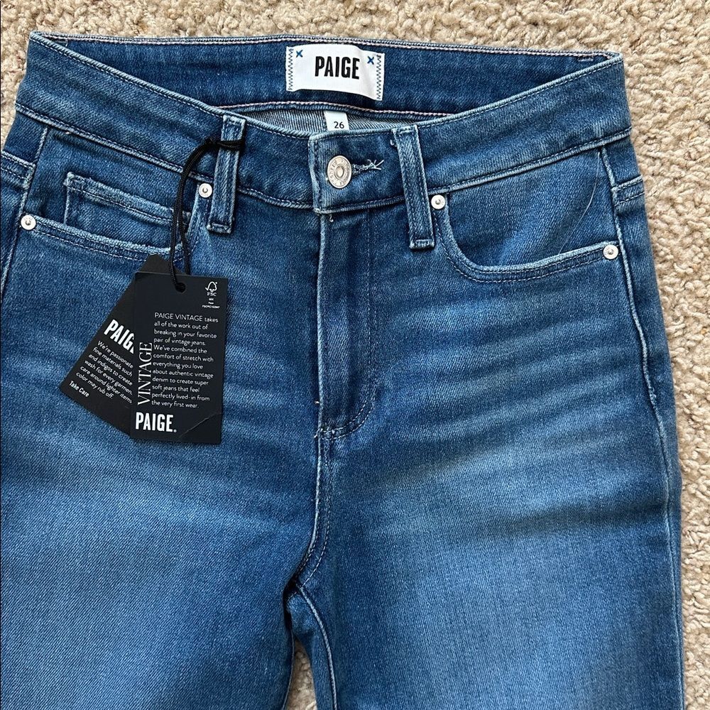 NWT PAIGE High-Rise Cindy Straight Ankle Jeans - Picture 3 of 5